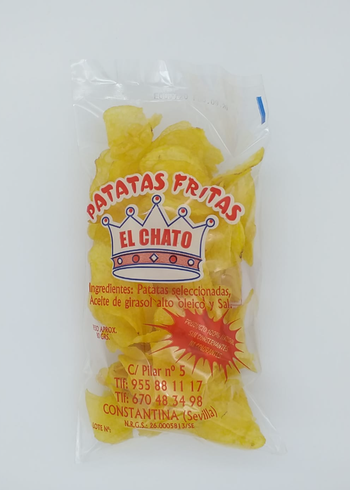 Patatas fritas "EL CHATO" . 25 paquetes de 80gr.