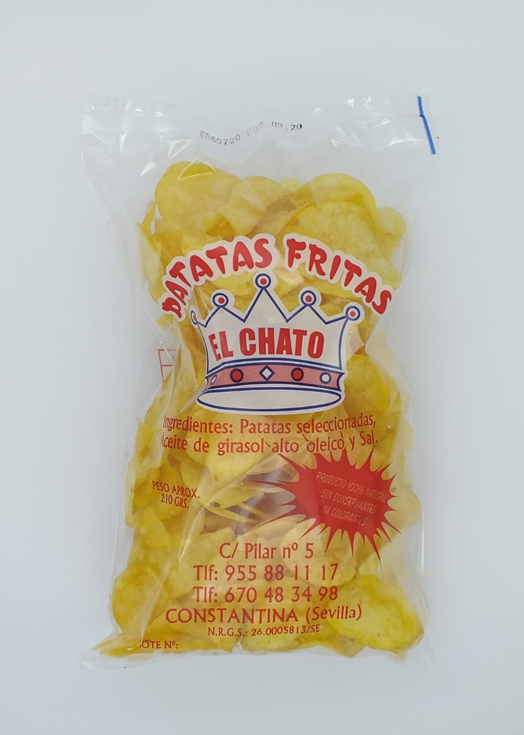 Patatas fritas "EL CHATO". 18 paquetes de 210gr