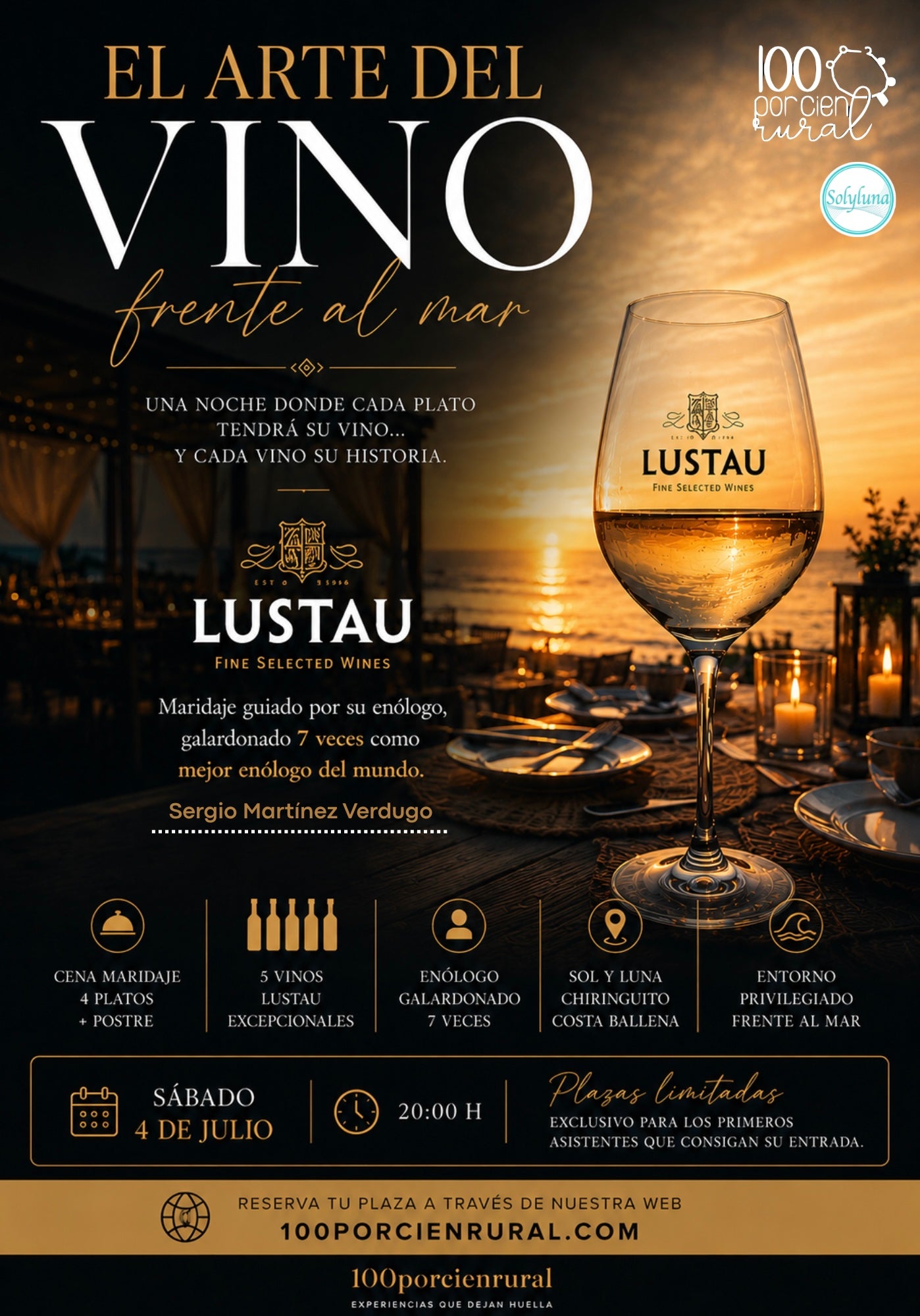 Reserva de Cena maridaje Lustau | El Arte del Vino Frente al Mar